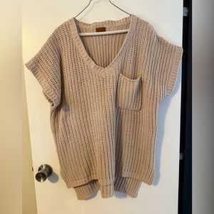POL Women's Tan Knit Poncho